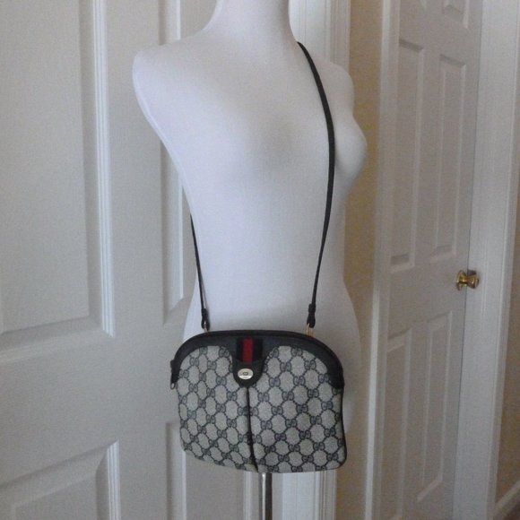 Gucci Navy GG Web Coated Canvas Crossbody Bag - Picture 10 of 10